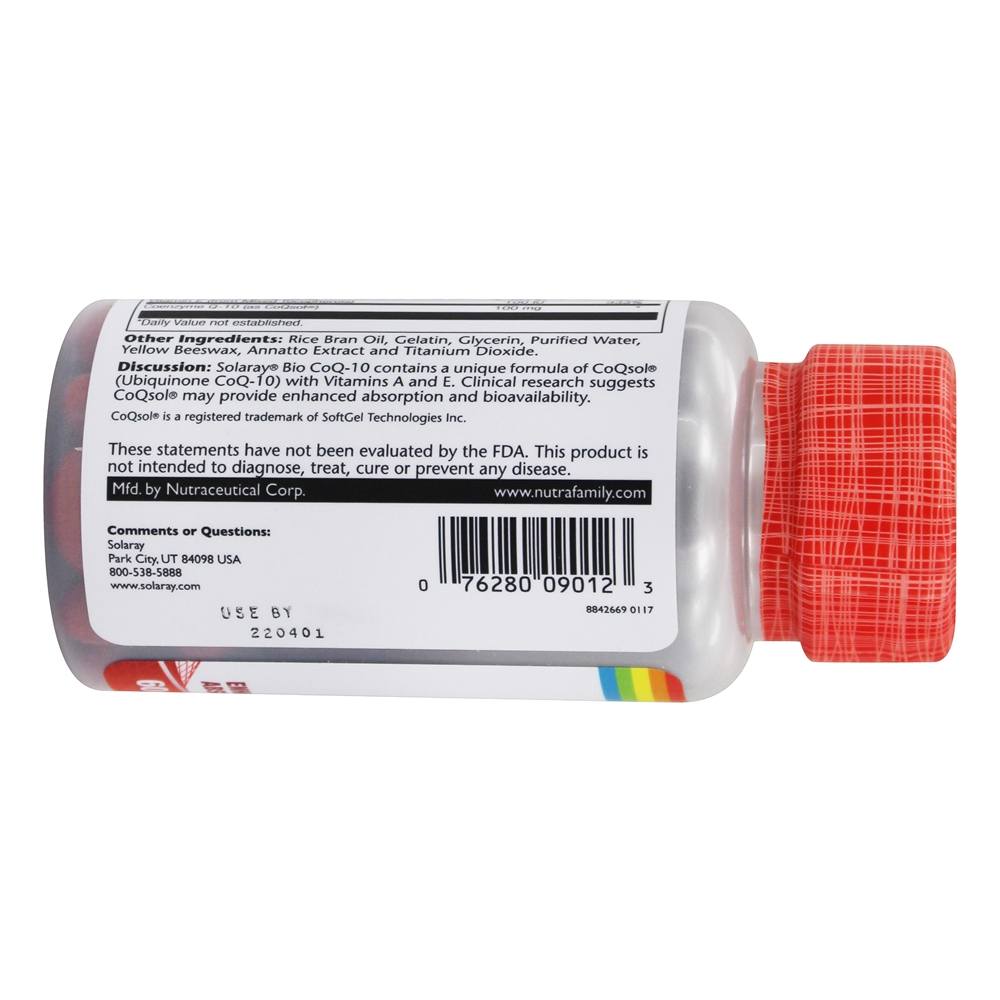 Bio CoQ-10 100 mg. - 60 Softgels Solaray - Imagem 4