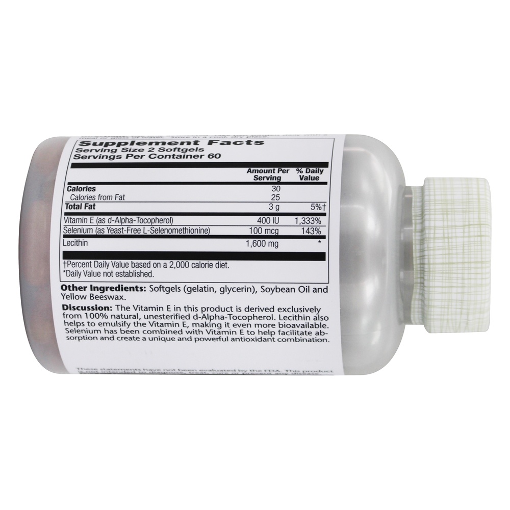 Bio E + Selênio 400 UI - 120 Softgels Solaray - Imagem 3