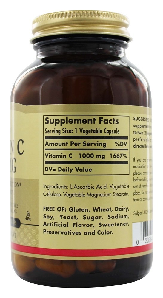 Vitamina C 1000 mg. - Cápsulas vegetarianas 100 Solgar - Imagem 2