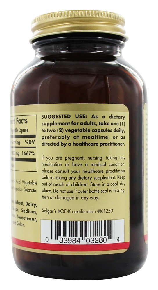 Vitamina C 1000 mg. - Cápsulas vegetarianas 100 Solgar - Imagem 3