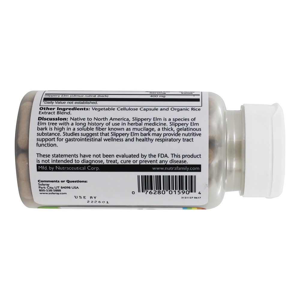 Slippery Elm 400 mg. - 100 Cápsula (s) vegetal (s) Solaray - Imagem 3