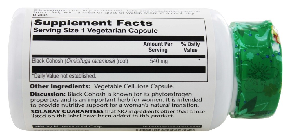 Black Cohosh 540 mg. - Cápsulas 100 Solaray - Imagem 3