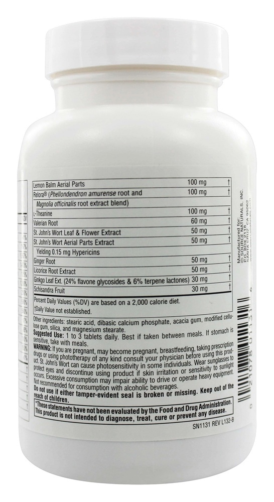 Calm Thoughts Contra Ansiedade & Estresse - 90 Tablets Source Naturals - Imagem 3