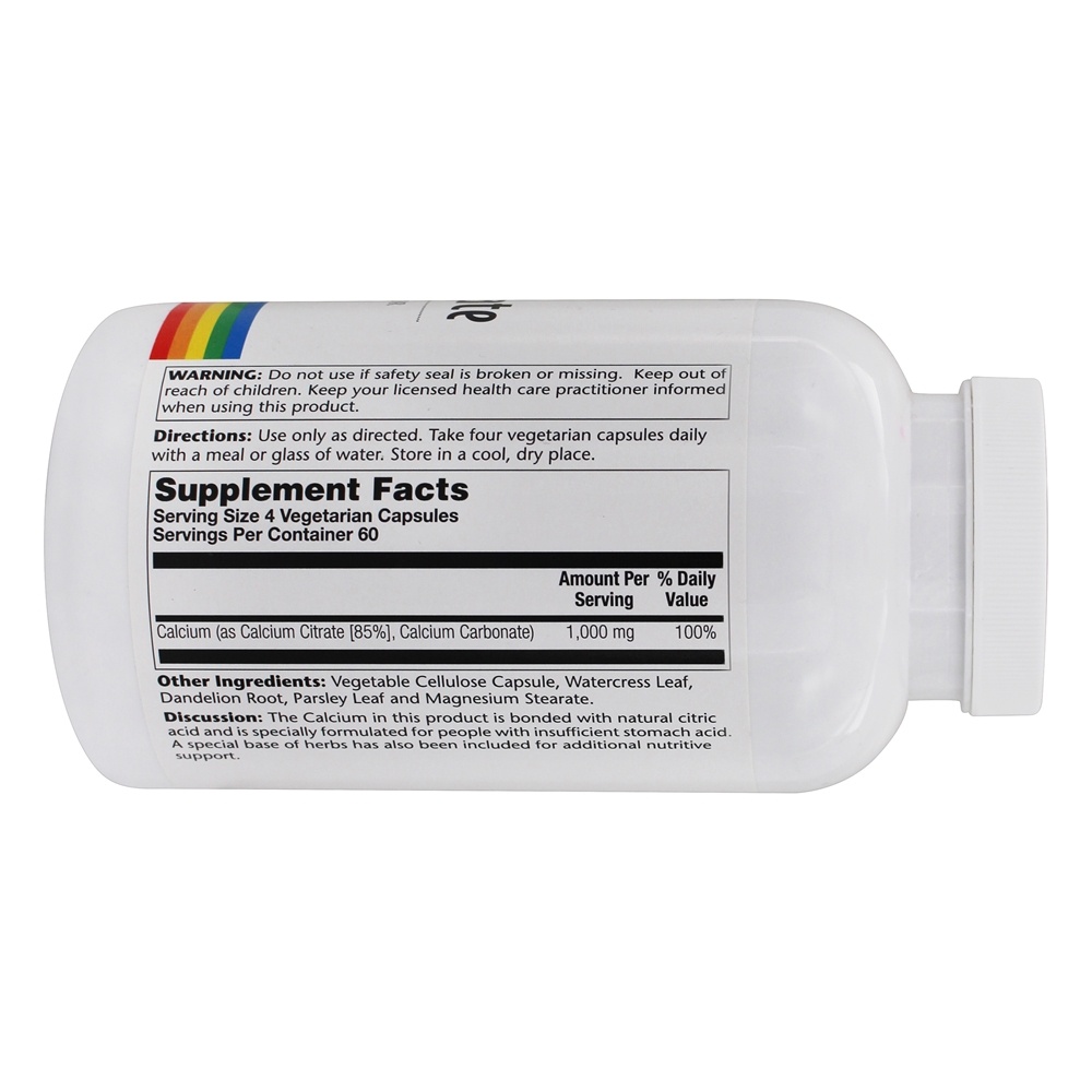 Citrato de Cálcio 1000 mg. - Cápsulas 240 Solaray - Imagem 2