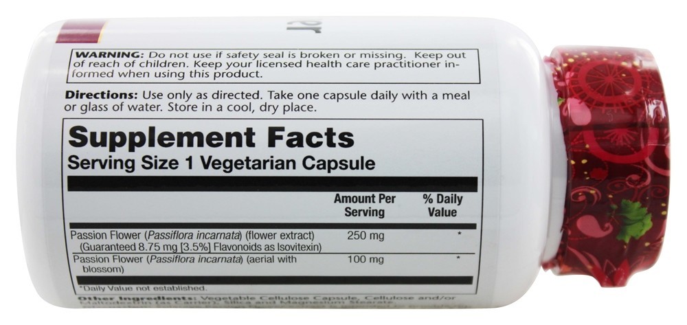 Potência Garantida Extrato de Flor de Maracujá 250 mg. - Cápsulas vegetarianas 60 Solaray - Imagem 2
