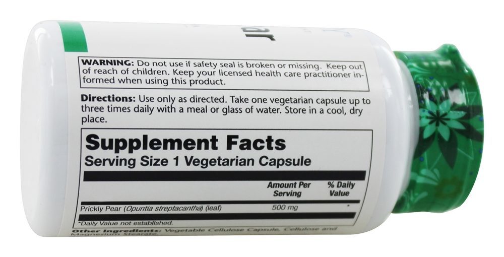 Pera espinhosa 500 mg. - Cápsulas vegetarianas 100 Solaray - Imagem 3