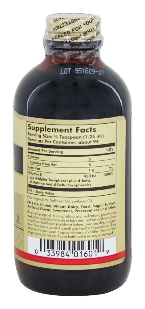 Vitamina E Líquida 20000 UI - 4 fl. oz. Solgar - Imagem 2