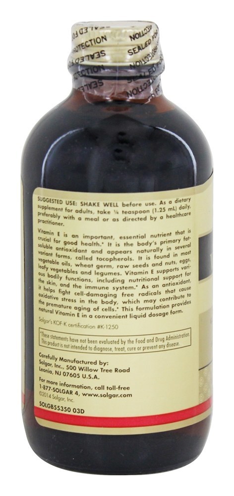 Vitamina E Líquida 20000 UI - 4 fl. oz. Solgar - Imagem 3