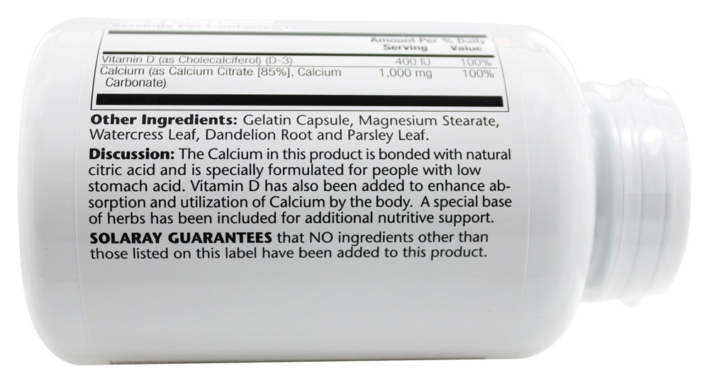 Citrato de cálcio com vitamina D3 - Cápsulas 180 Solaray - Imagem 3