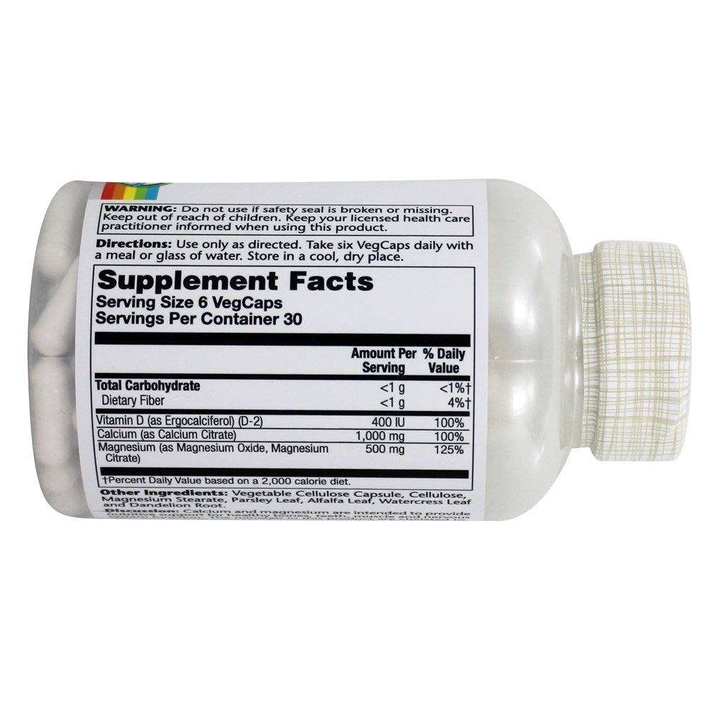 Citrato Cal-Mag Com 400 Vitamina D I 2 : 1 Ratio - Cápsulas vegetarianas 180 Solaray - Imagem 2