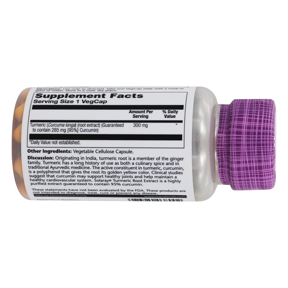 Potência Garantida Extrato de Raiz de Cúrcuma 300 mg. - Cápsulas 60 Solaray - Imagem 3