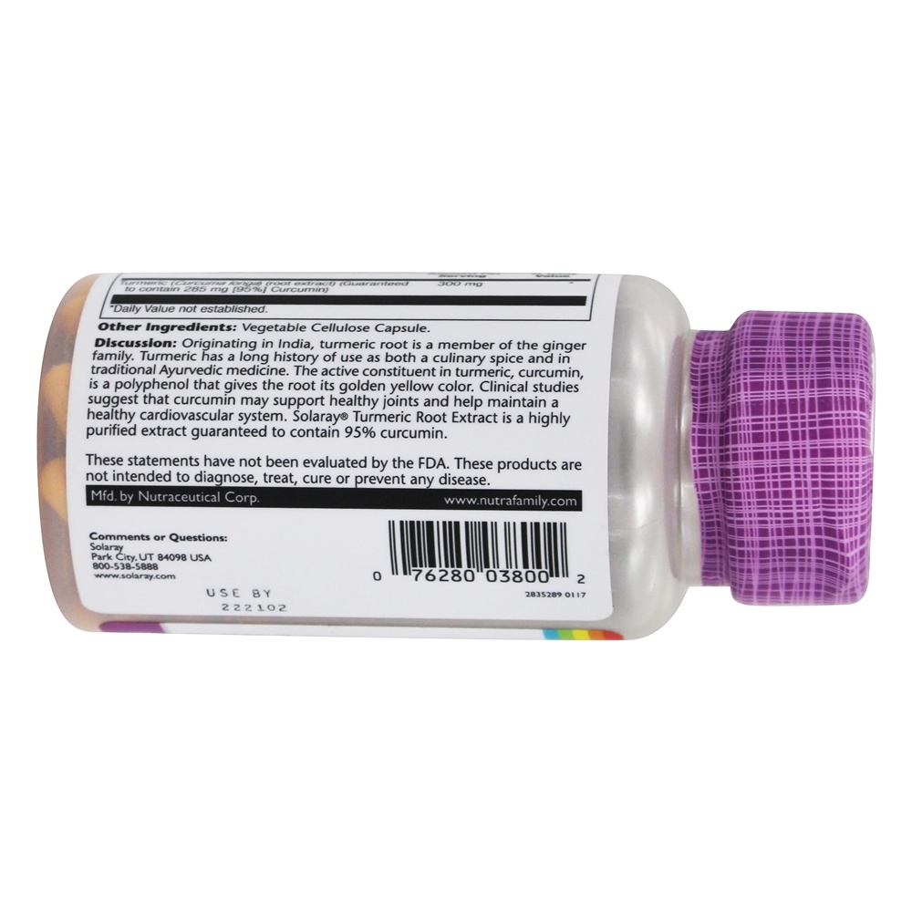 Potência Garantida Extrato de Raiz de Cúrcuma 300 mg. - Cápsulas 60 Solaray - Imagem 4