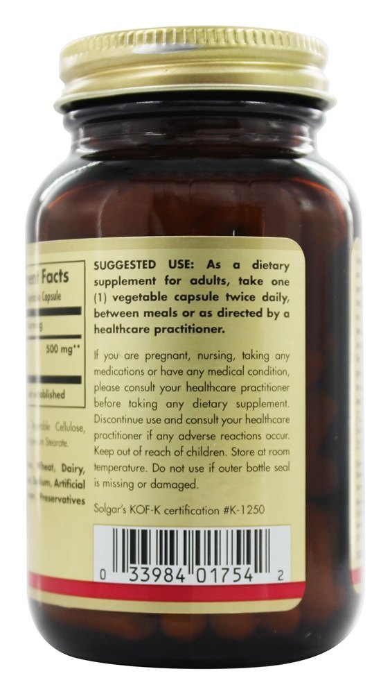 Formulário Livre de L-Metionina 500 mg. - Cápsulas vegetarianas 90 Solgar - Imagem 3