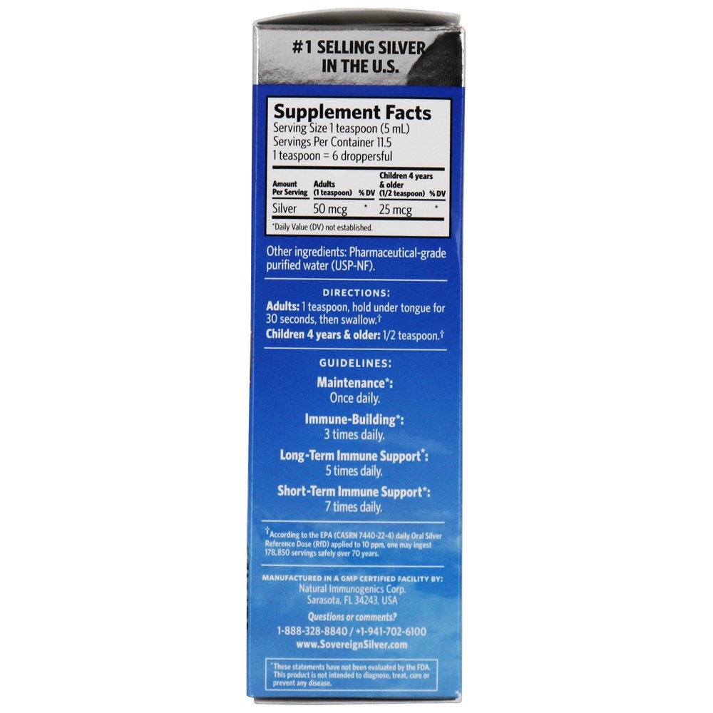 Conta-gotas de hidrossol prateado bioativo 10 Ppm - 2 fl. oz. Sovereign Silver - Imagem 3