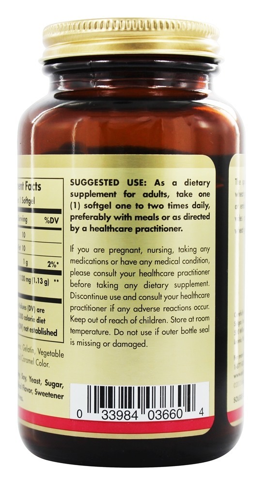 Óleo de Germe de Trigo Prensado a Frio 1130 mg. - 100 Softgels Solgar - Imagem 3