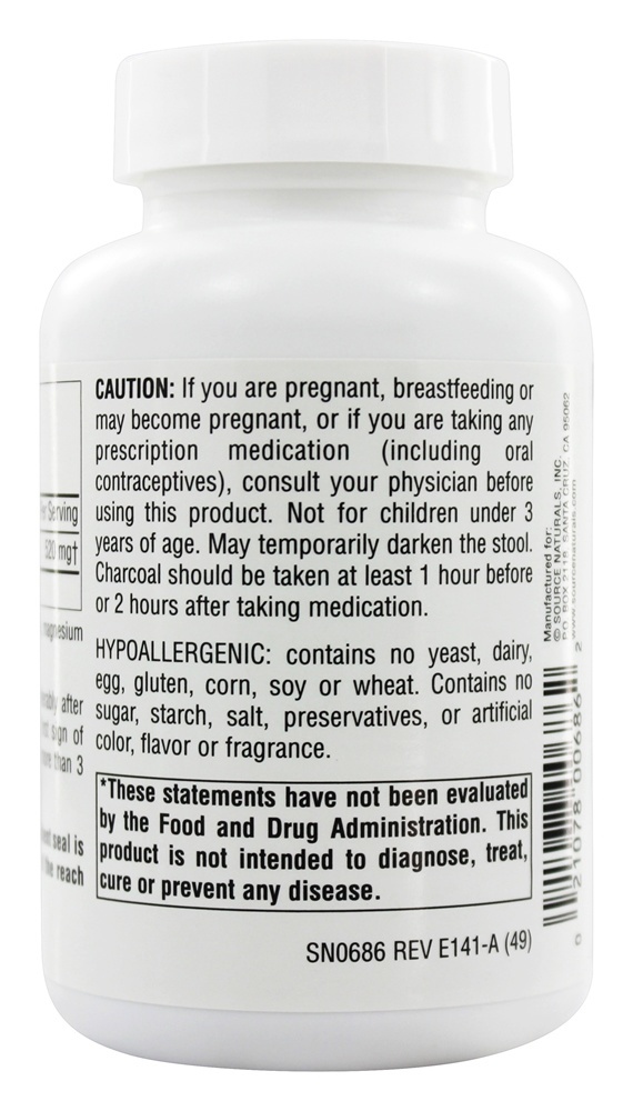 100 % Pure Carvão ativado 260 mg. - Cápsulas 100 Source Naturals - Imagem 3