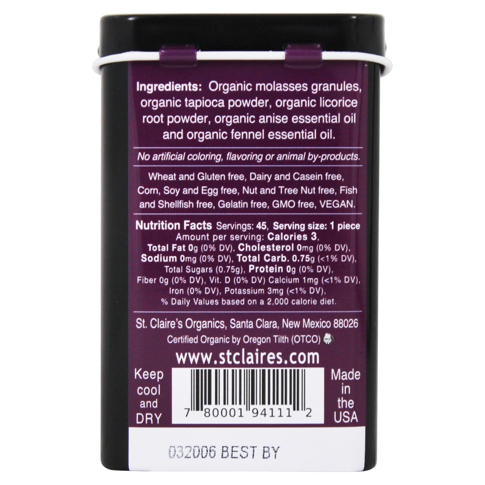Alcaçuz de pastilhas de ervas orgânicas - 1.5 oz. St. Claire's Organics - Imagem 2