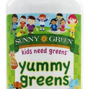 Yummy Greens Suplemento Infantil Sabor Ponche de Frutas - 120 comprimidos mastigáveis Sunny Green