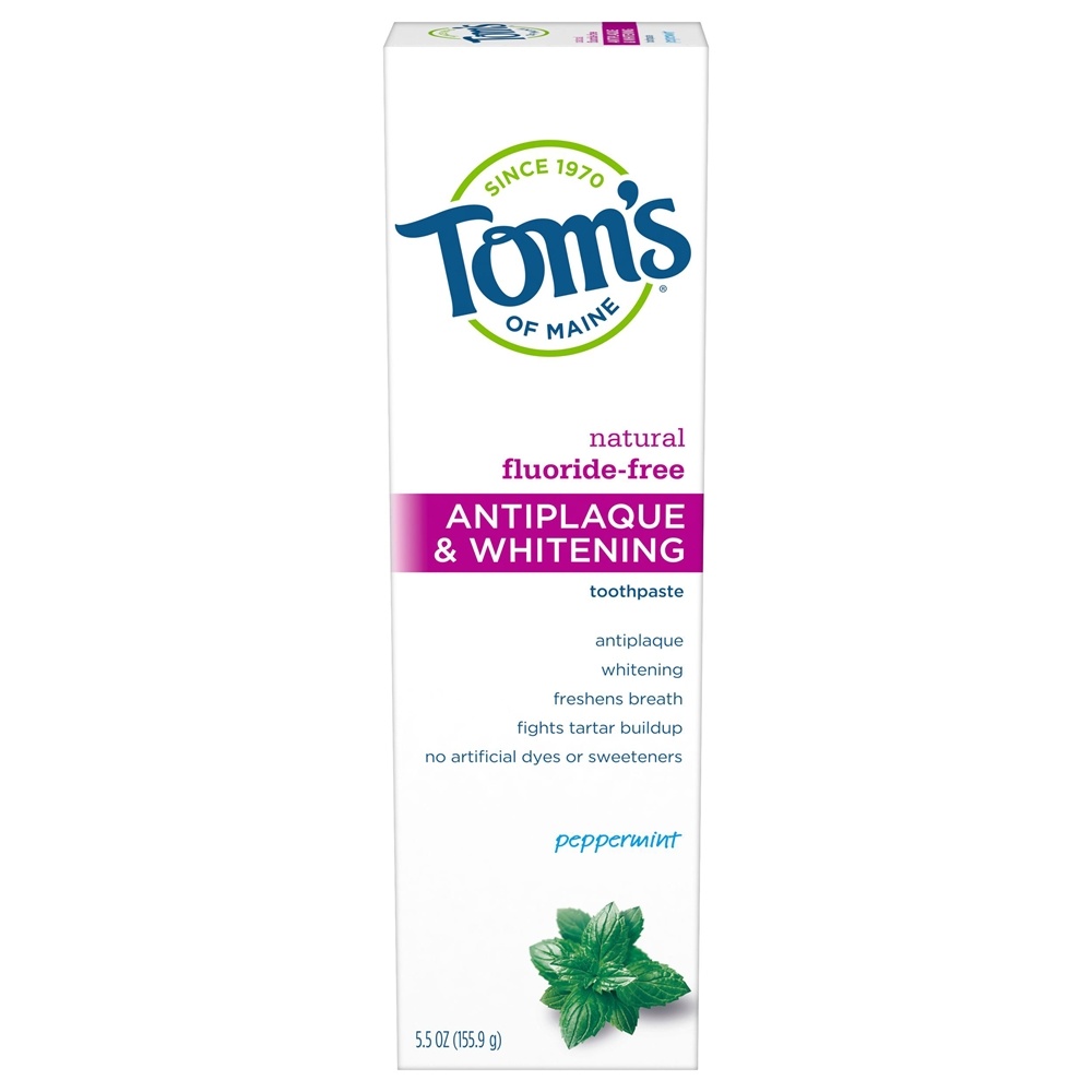 Creme dental natural Antiplaca & clareamento de hortelã-pimenta sem flúor - 5.5 oz. Tom's of Maine - Imagem 2