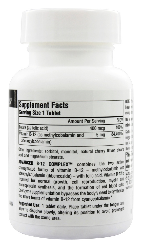 Complexo Avançado B12 - 60 Tablets Source Naturals - Imagem 2