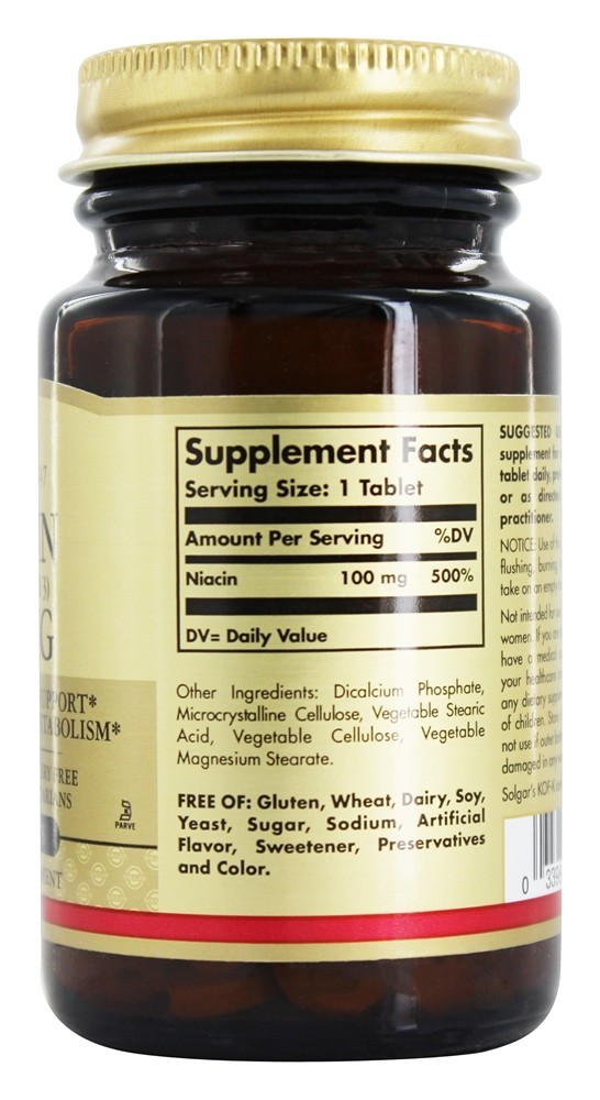 Niacina (Vitamina B3) 100 mg. - 100 Tablets Solgar - Imagem 2