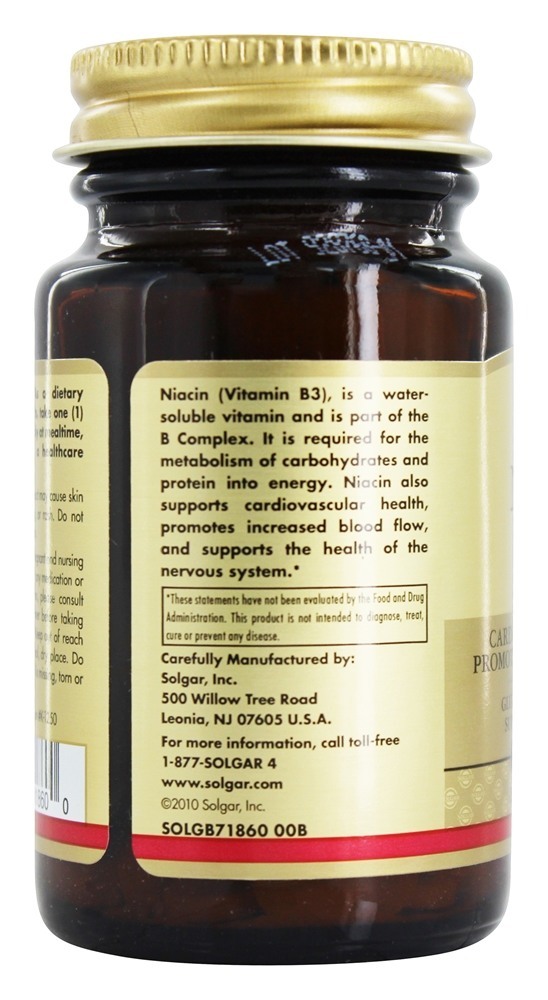 Niacina (Vitamina B3) 100 mg. - 100 Tablets Solgar - Imagem 4