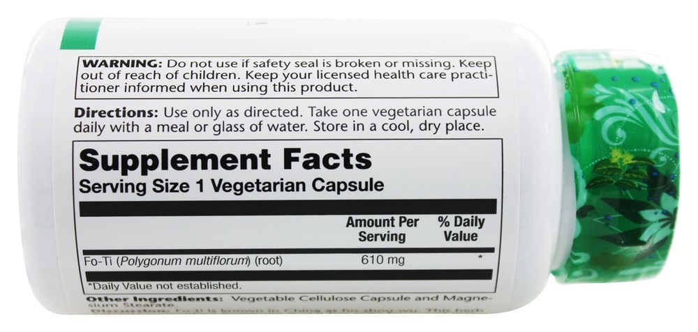 Fo-Ti Ho-Shou-Wu 610 mg. - Cápsulas 100 Solaray - Imagem 2