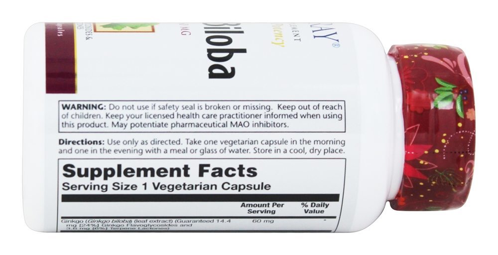 Garantido Potência Ginkgo Biloba Extrair 60 mg. - Cápsulas vegetarianas 120 Solaray - Imagem 3