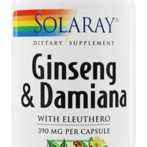 Comprar ginseng e damiana com eleuthero 390 mg. - cápsulas 100 solaray preço no brasil damiana ervas suplemento importado loja 19 online promoção -