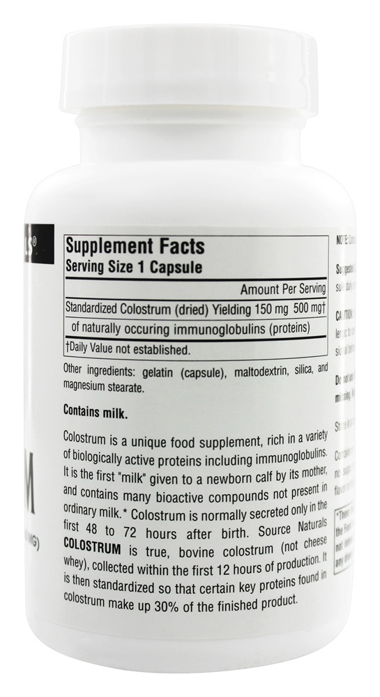 Colostro 30 % Imunoglobulinas 150 mg 500 mg. - Cápsulas 60 Source Naturals - Imagem 2