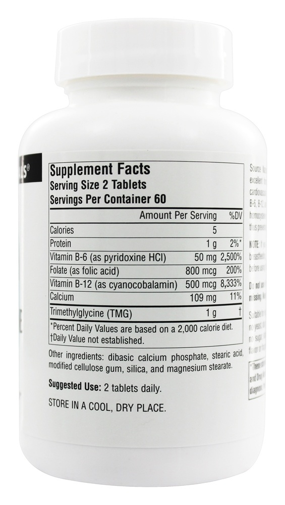 Defesa de homocisteína - 120 Tablets Source Naturals - Imagem 2