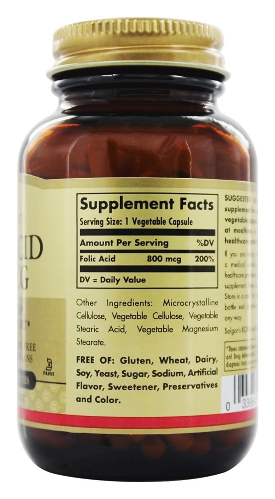 Ácido Fólico 800 mcg. - Cápsulas vegetarianas 250 Solgar - Imagem 2