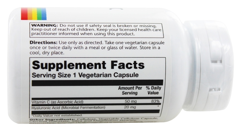 Ácido Hialurônico Com Revestimento Entérico 20 mg. - Cápsulas vegetarianas 30 Solaray - Imagem 2