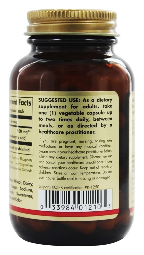 GABA 500 mg. - Cápsulas vegetarianas 50 Solgar - Imagem 3