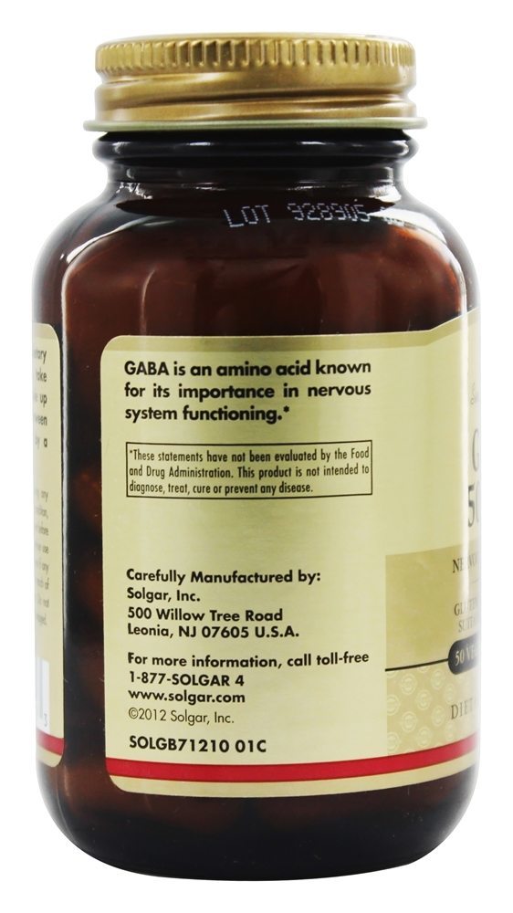 GABA 500 mg. - Cápsulas vegetarianas 50 Solgar - Imagem 4