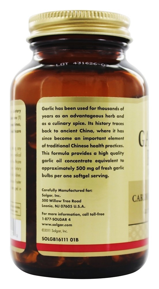 Óleo de alho Perles 1 mg. - 250 Softgels Solgar - Imagem 4
