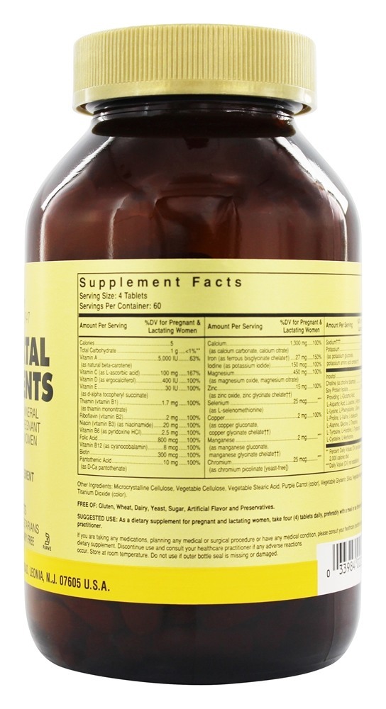 Nutrientes Pré-natais - 240 Tablets Solgar - Imagem 2