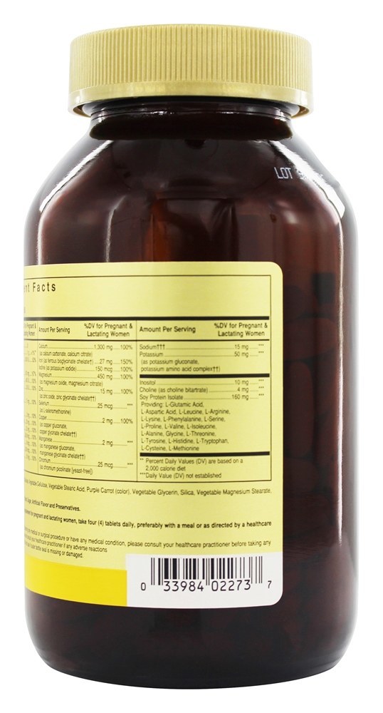 Nutrientes Pré-natais - 240 Tablets Solgar - Imagem 4