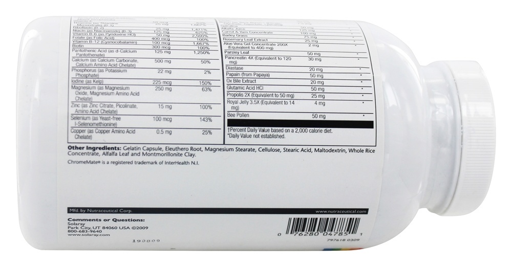 Fórmula Original Spectro Multi-Vita-Min Sem Ferro - Cápsulas 250 Solaray - Imagem 2