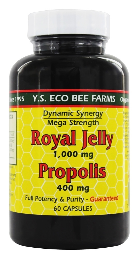 Geléia Real 1000 mg & Própolis 400 mg - Cápsulas 60 YS Organic Bee Farms