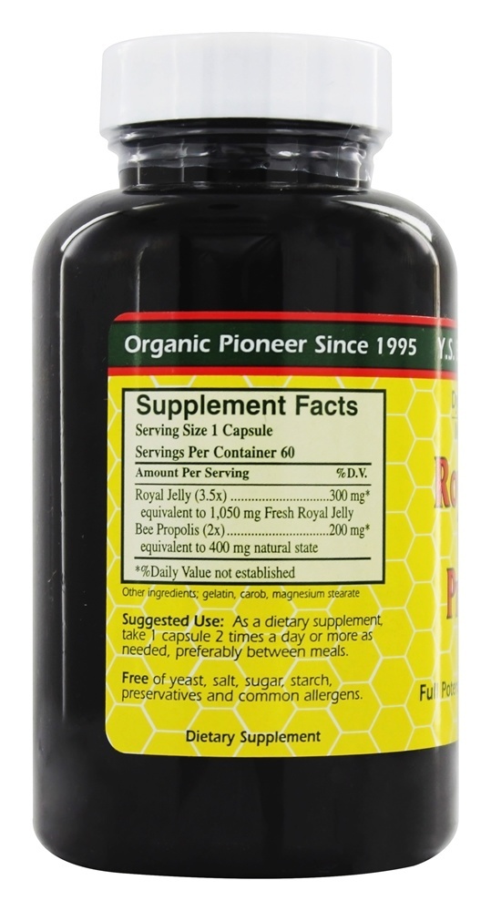 Geléia Real 1000 mg & Própolis 400 mg - Cápsulas 60 YS Organic Bee Farms - Imagem 2