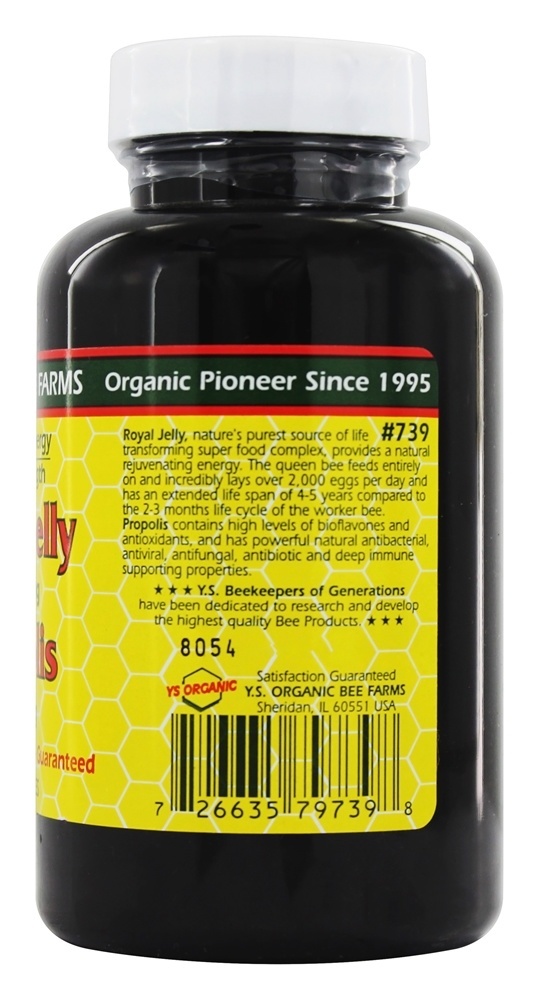 Geléia Real 1000 mg & Própolis 400 mg - Cápsulas 60 YS Organic Bee Farms - Imagem 3