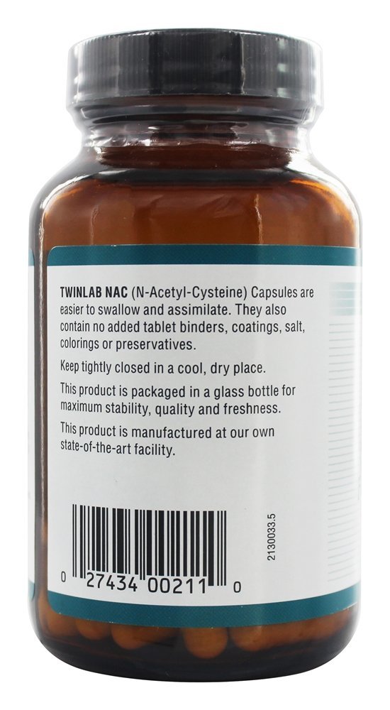 NAC N-Acetil-Cisteína Aminoácido de Forma Livre 600 mg. - Cápsulas 60 Twinlab - Imagem 3