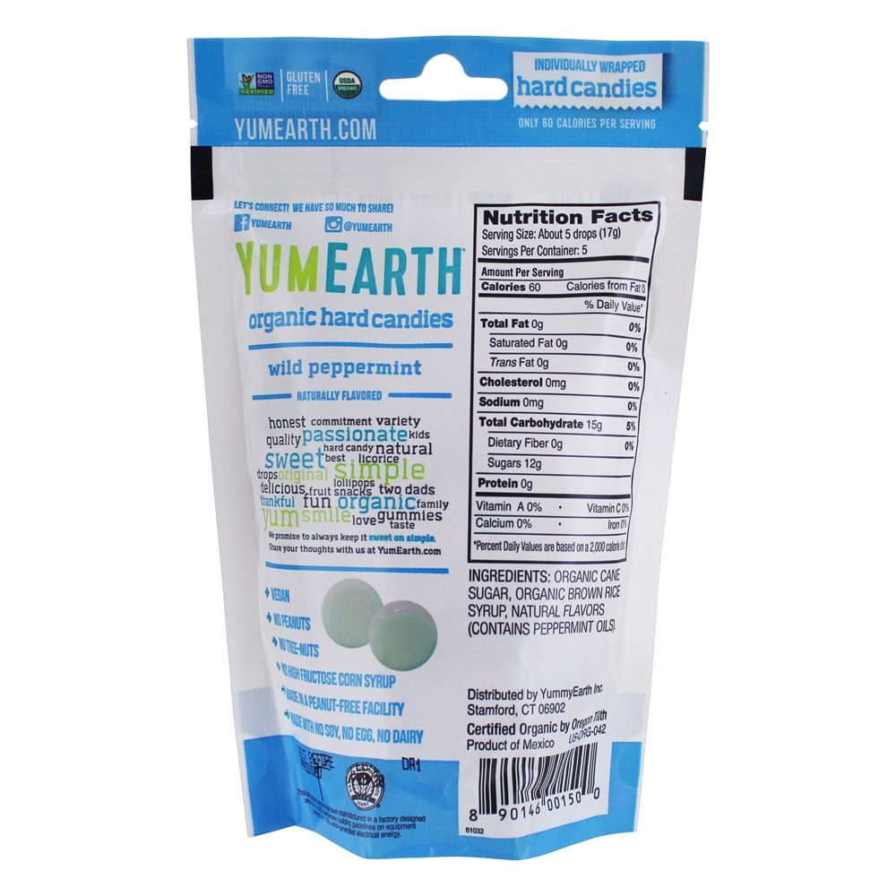 Doces Duros Orgânicos Peppermint Selvagem - 3.3 oz. YumEarth - Imagem 2