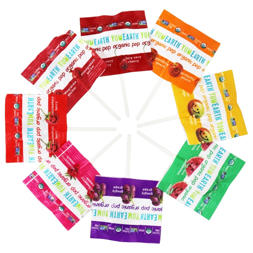 Organic Pops Bulk Bag sabores variados - 300 Pirulito (s) YumEarth - Imagem 2