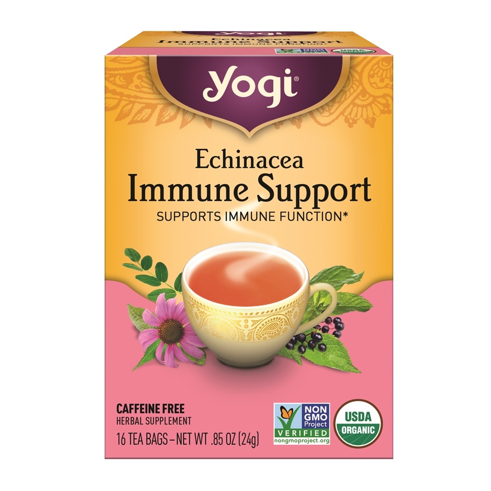 Echinacea Imune Support Sem cafeína - 16 Saquinhos de Chá Yogi Tea
