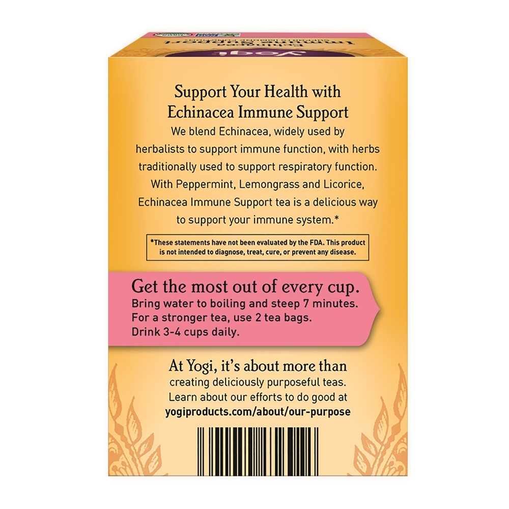 Echinacea Imune Support Sem cafeína - 16 Saquinhos de Chá Yogi Tea - Imagem 4