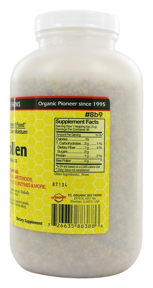 Grânulo inteiro do pólen da abelha da umidade baixa - 16 oz. YS Organic Bee Farms - Imagem 2