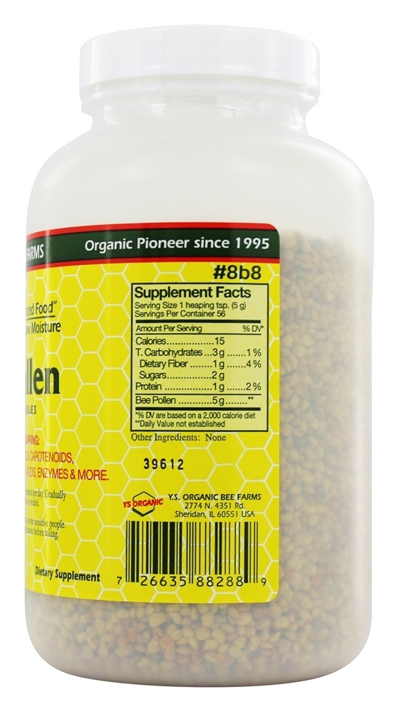Grânulo inteiro do pólen da abelha da umidade baixa - 10 oz. YS Organic Bee Farms - Imagem 2