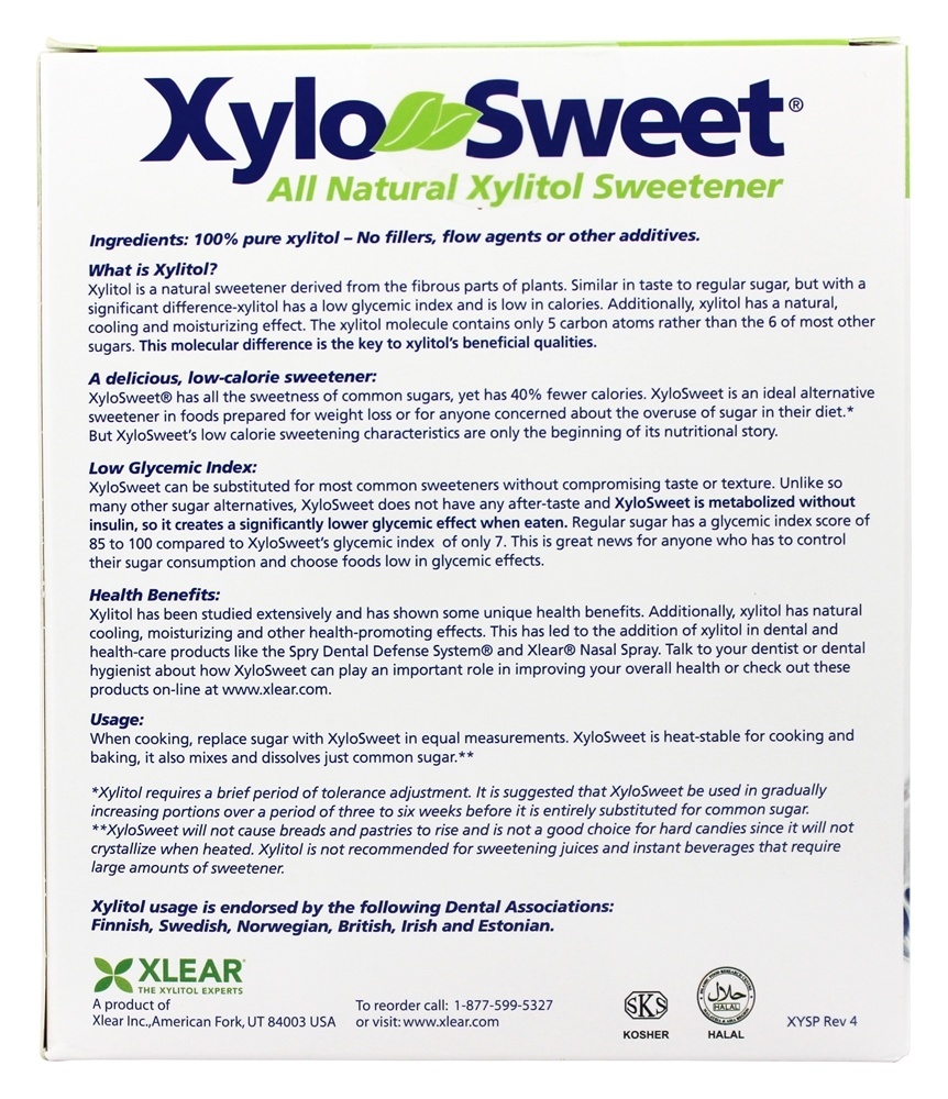 XyloSweet Adoçante Xilitol Natural de Baixo Carboidrato - 100 Pacotes (s) Xlear - Imagem 3